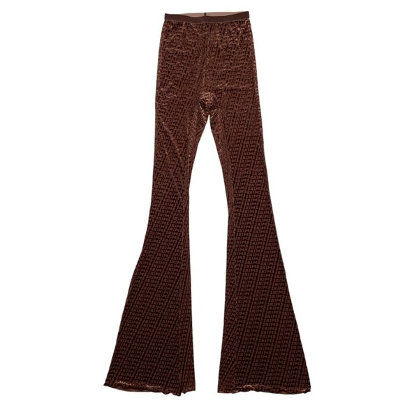 Skims Velvet Flare Legging Pant 2XS XXS Chestnut Brown Allover Logo Print Sheer - Picture 11 of 11